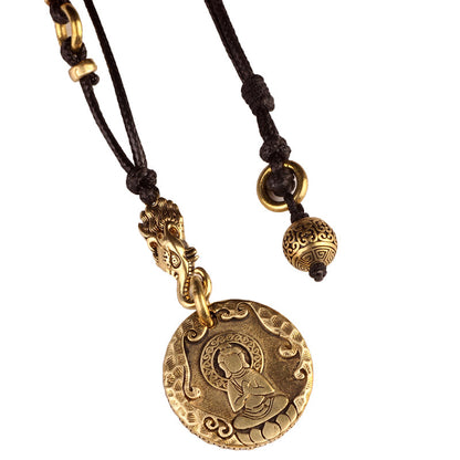 Original Nepal Tibet Retro National Style Brass Buddha'S 10-Phase Free Personality Necklace Pendant For Men And Women