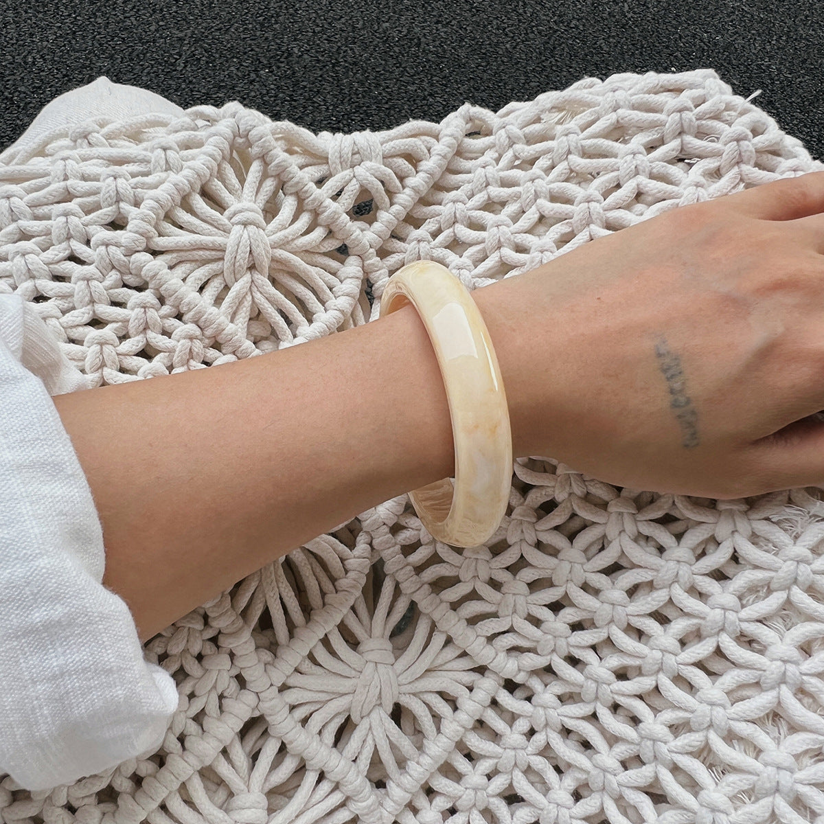 New Ombre Resin Geometric Coffee Wide Bracelet