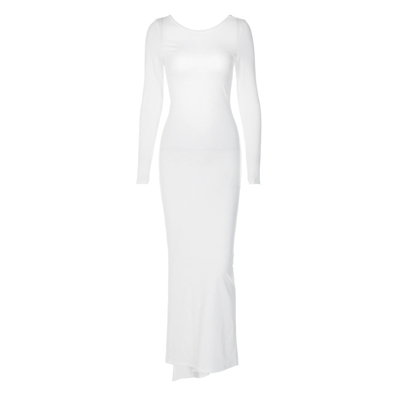 Ribbed Long Maxi Dress Elegant Slim Fit