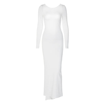 Ribbed Long Maxi Dress Elegant Slim Fit