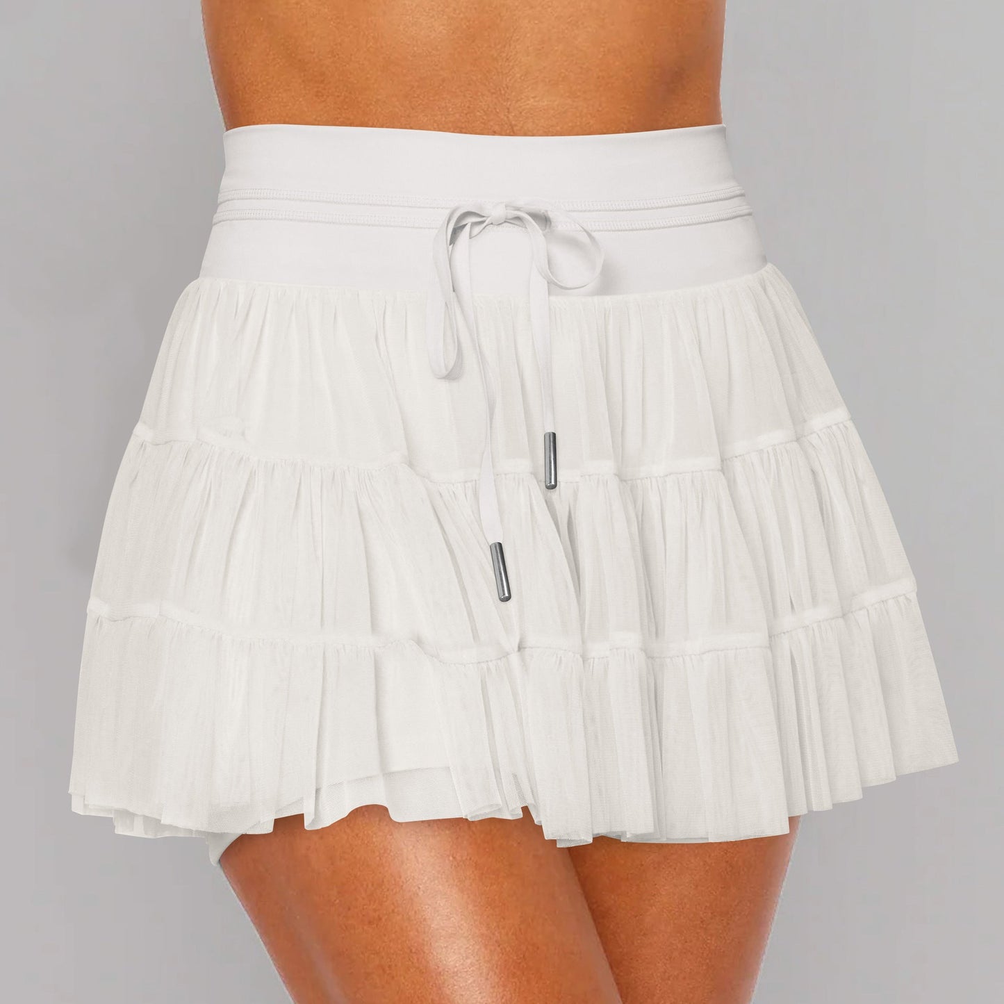 Soft Color-Block Lace-Up Skirt Pants for Women