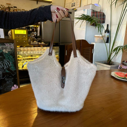 Vintage Fuzzy Large Capacity Commuter Tote Bag