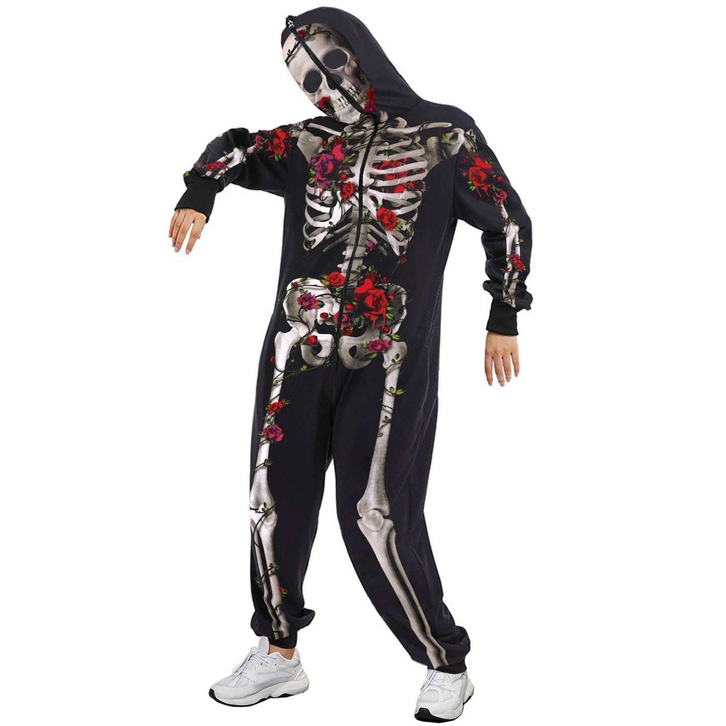 Graphic Skeleton Print Loose Fit Jumpsuit for Halloween