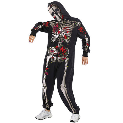 Graphic Skeleton Print Loose Fit Jumpsuit for Halloween