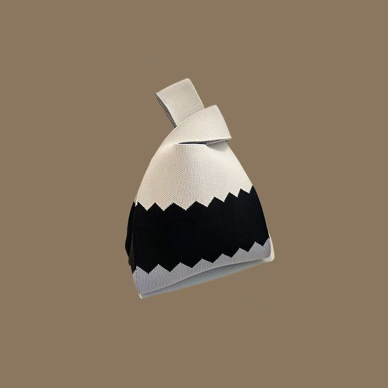 Knitted Tote Bag With Cute Designs Soft Polyester Casual