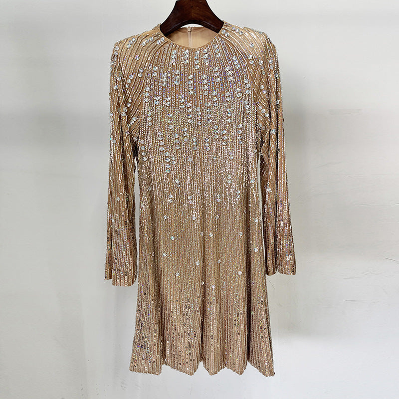 Beaded Embellished Dress Soft Cotton Blend Casual Dress
