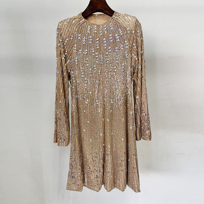 Beaded Embellished Dress Soft Cotton Blend Casual Dress