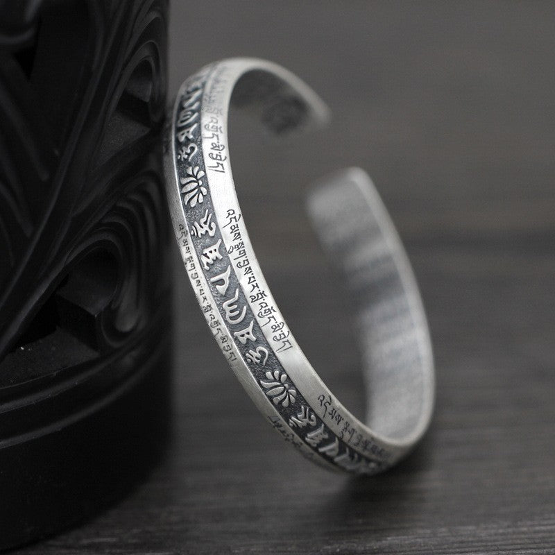 National Tide Prajnaparamita Heart Sutra Opening Bracelet Six-Character Mantra Heart Sutra Bracelet For Men And Women