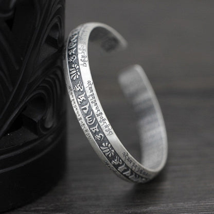 National Tide Prajnaparamita Heart Sutra Opening Bracelet Six-Character Mantra Heart Sutra Bracelet For Men And Women