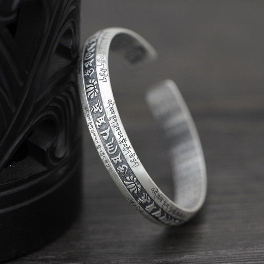 National Tide Prajnaparamita Heart Sutra Opening Bracelet Six-Character Mantra Heart Sutra Bracelet For Men And Women