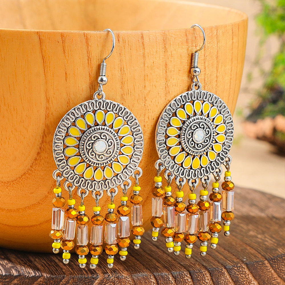 Fashion Tassel Bead Earrings for Women Stylish Vintage Jewelry