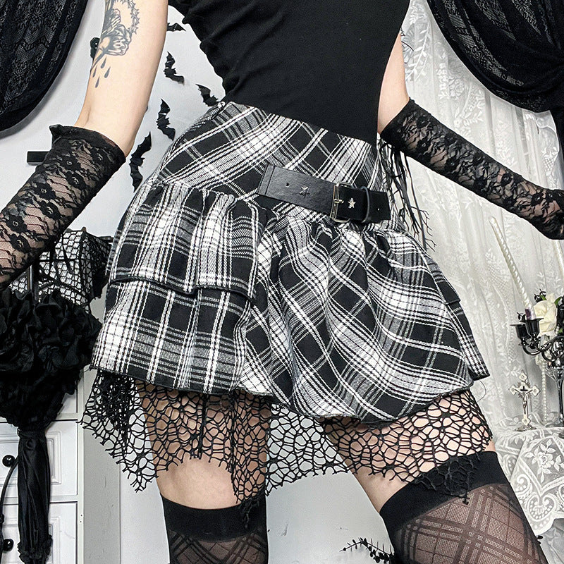 Gothic Checkered Mini Skirt Stylish Bodycon Design