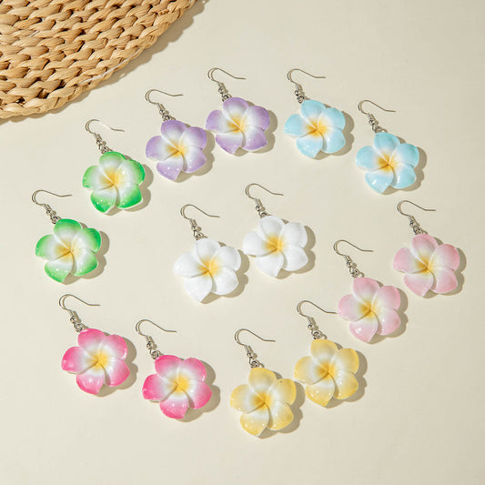 Gradient Flower Earrings Cute Fresh Style Resin Jewelry