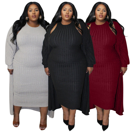 Fashionable Long Sleeve Jacket Set Plus Size For Fall