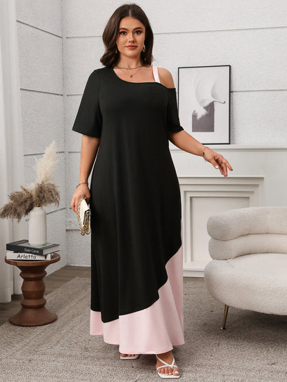 Womenâs A-Line Solid Color Spliced Midi Dress
