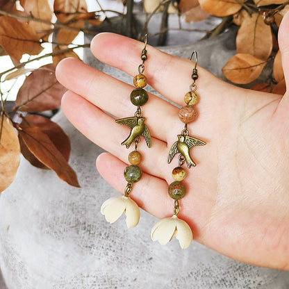 Handmade Vintage-Inspired Earrings with Natural Stone