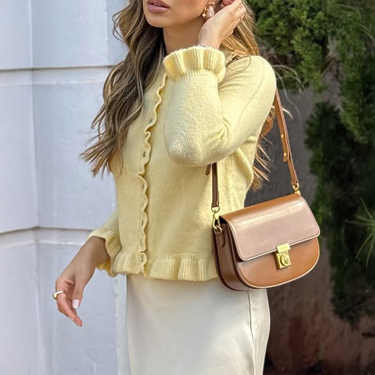 Casual Solid Knit Button Cardigan Sweater for Women
