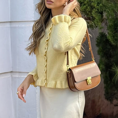 Casual Solid Knit Button Cardigan Sweater for Women