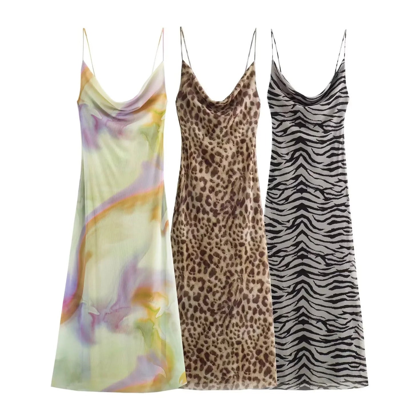 Simple Print Spaghetti Strap Maxi Dress
