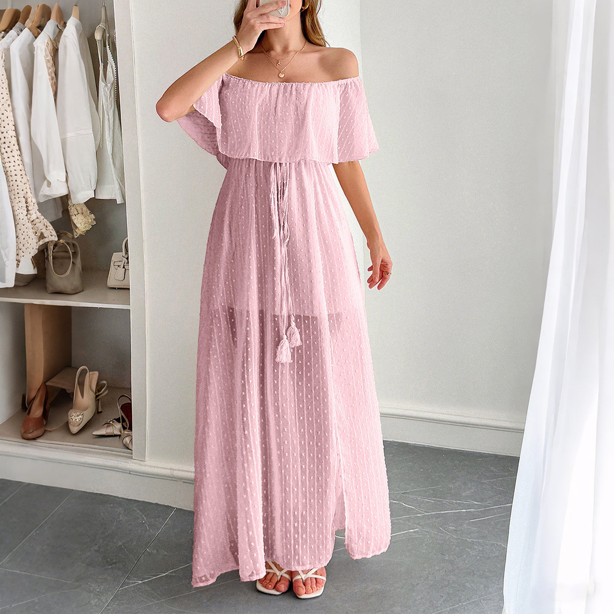Elegant Strapless A-Line Maxi Dress for Women