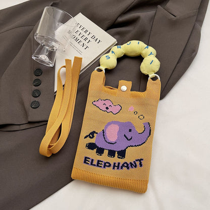 Trendy Knitted Crossbody Phone Bag Cute Cartoon Design