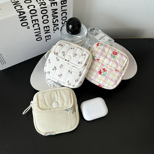 Mini Bluetooth Earphone Organizer Wallet with Floral Design