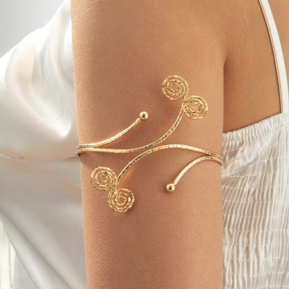 Floral Open Arm Cuff Bracelet Geometric Punk Style Beach Party Jewelry