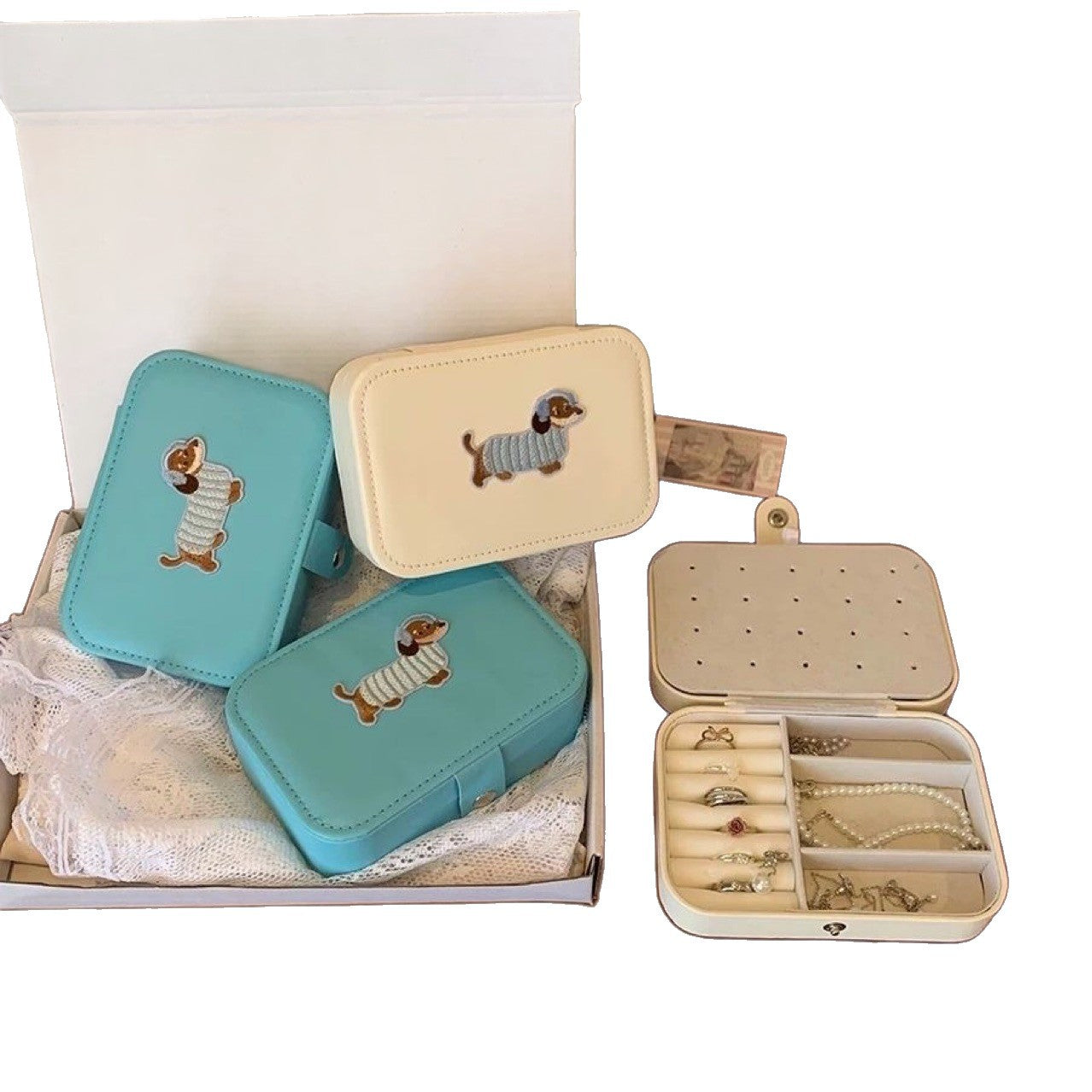 Cute Embroidered Large Capacity Jewelry Case