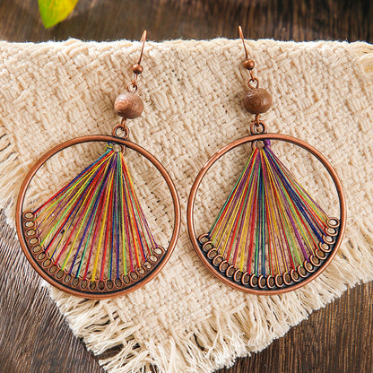 Bohemian Geometric Colorful Hoop Earrings Retro Style