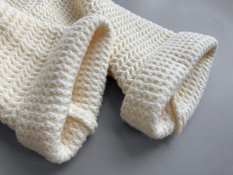 Solid Color Hollow Out Open Front Knit Cardigan