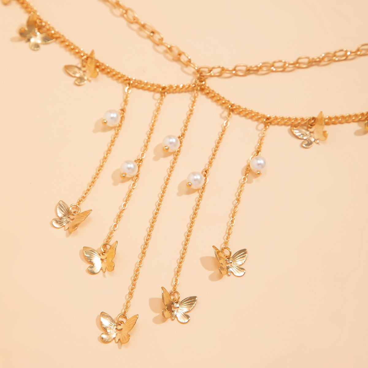 Sexy Butterfly Pearl Tassel Waist Chain