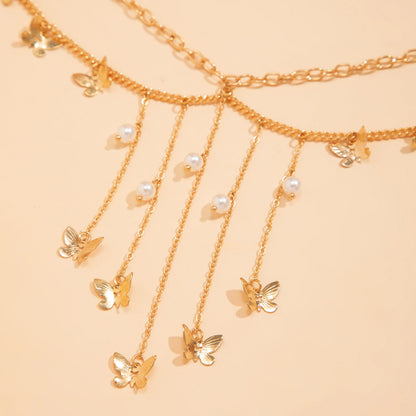 Sexy Butterfly Pearl Tassel Waist Chain