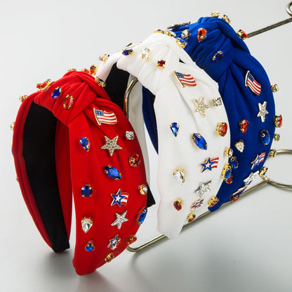 Creative Independence Day Headband with Knot and Rhinestones