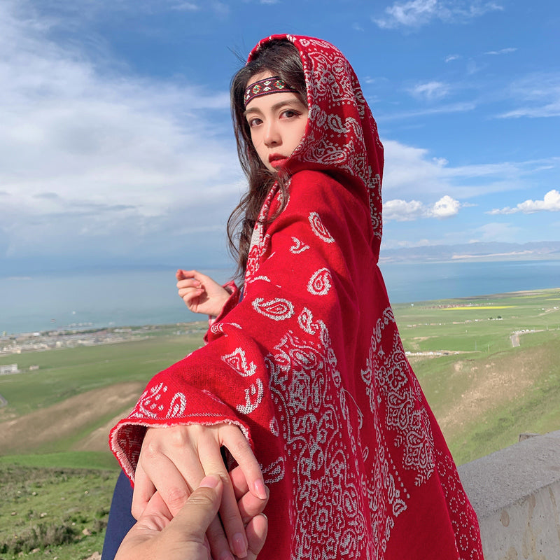 The New Dual-Purpose Tibetan  And National Style  Scarf In Autumn And Winter.