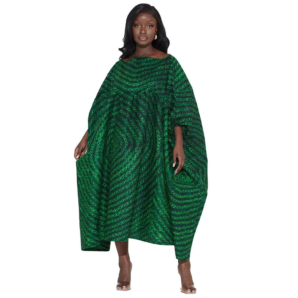 Off-Shoulder Floral Maxi Dress Plus Size Casual High Waist