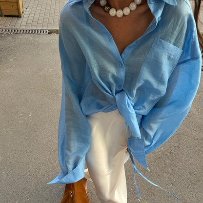 Fashionable Long Sleeve Tencel Shirt For Women