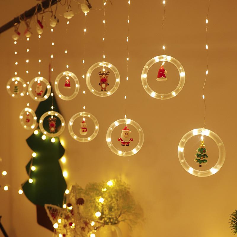 Christmas Lights String Santa Cartoon Curtain Lights Led Lights Room Window Decoration