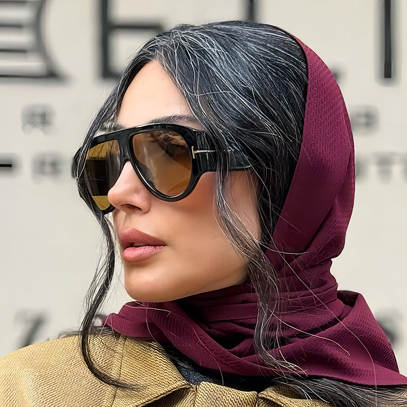 Fashion T-Shaped Oval Sunglasses UV400 Protection Trendy Shades