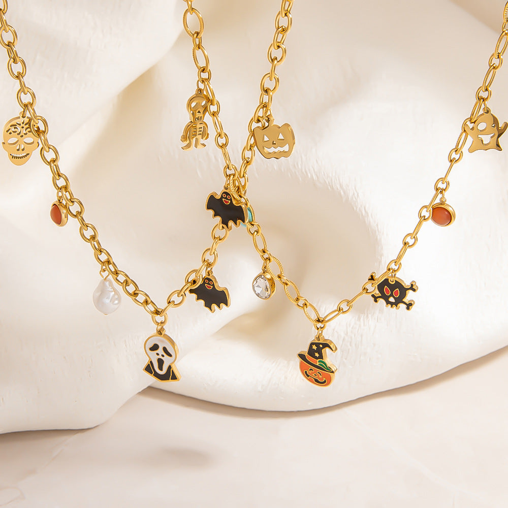 DIY Stainless Steel Halloween Necklace Bracelet Earring Set