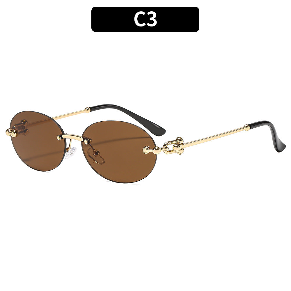 Stylish Oval Frame UV400 Sunglasses for Outdoor Activities