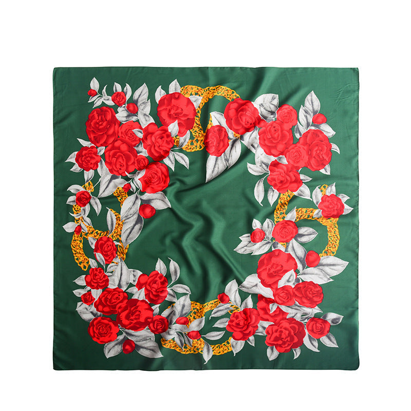 Scarvii - 90cm Scarf with Camellia Flower Pattern