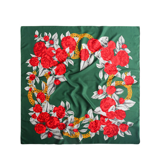 Scarvii - 90cm Scarf with Camellia Flower Pattern