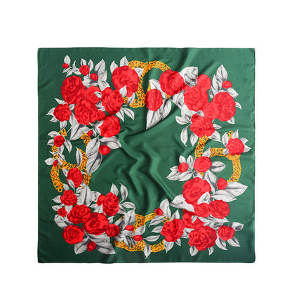 Scarvii - 90cm Scarf with Camellia Flower Pattern
