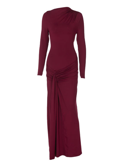 Bodycon Long Sleeve Dress Solid Color Elegant Style