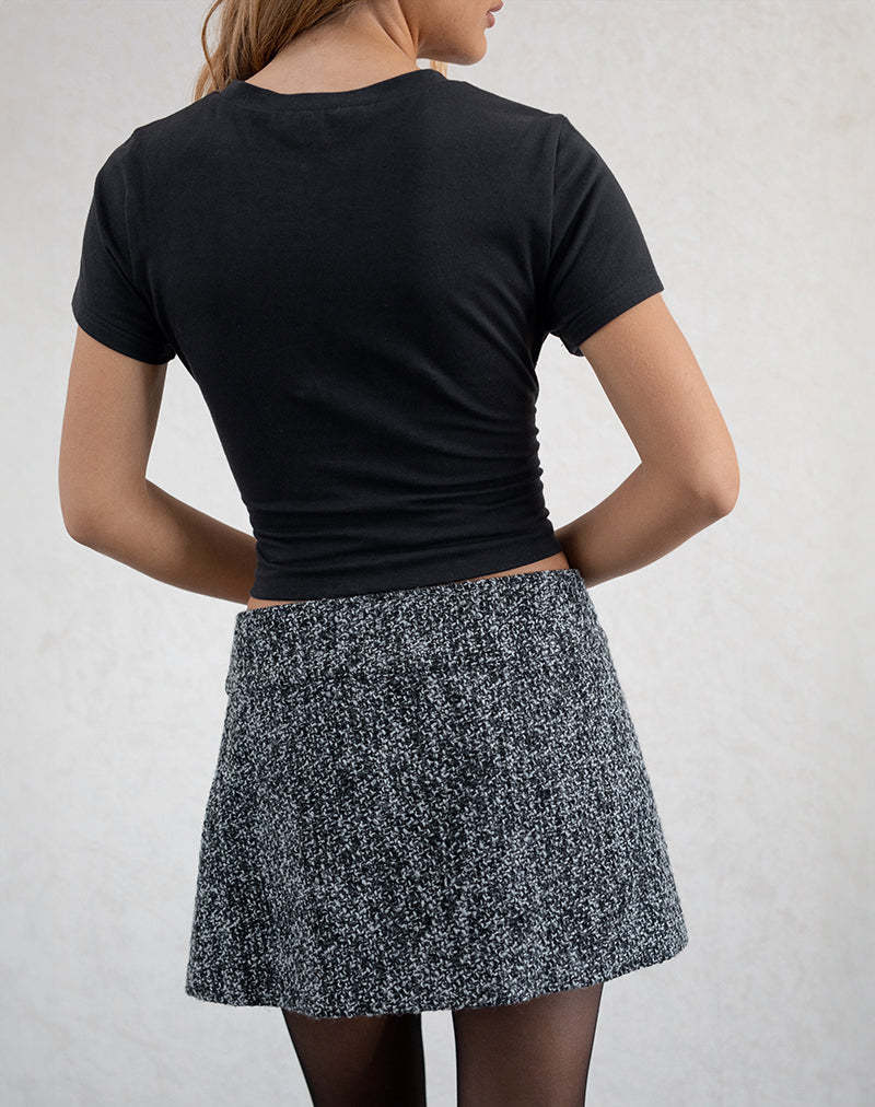 Letter Print Round Neck Slim Tops
