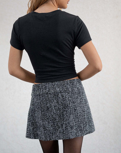 Letter Print Round Neck Slim Tops