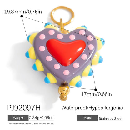Hand-Painted DIY Jewelry Accessories Summer Dopamine Glass Heart Pendant