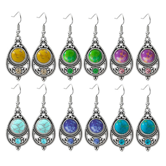Trendy Ethnic Style Colorful Turquoise Drop Earrings