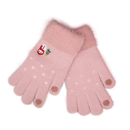Winter Touchscreen Knit Gloves Cute Snowman Design Warm and Cozy