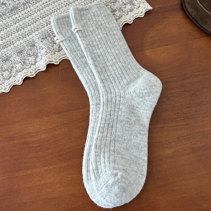 Winter Thermal Solid Color Crew Socks